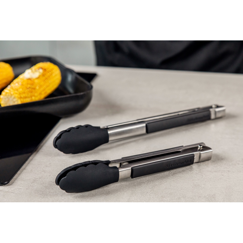 KitchenAid 23cm Side Lock Tongs, Onyx Black