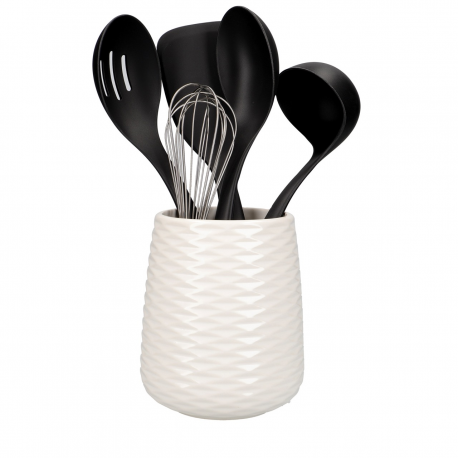 KitchenAid 6-teiliges Küchenutensilienset und Keramikhalter, Onyx Black