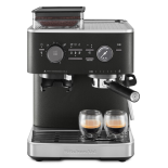 Semi Automatic Espresso Machine with Burr Grinder, Cast Iron Black