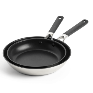 KitchenAid Classic nerūsējošā tērauda 2 pannu komplekts, 24cm / 28 cm