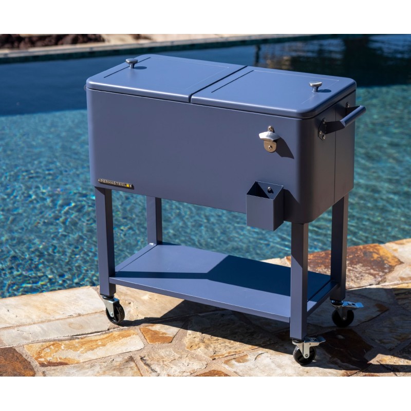 Permasteel 75L Terrassenkühler mit herausnehmbarem Behälter und Rollen, Azure Blue