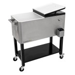 Permasteel 75L Terrassenkühler mit herausnehmbarem Behälter und Rollen, Stainless Steel