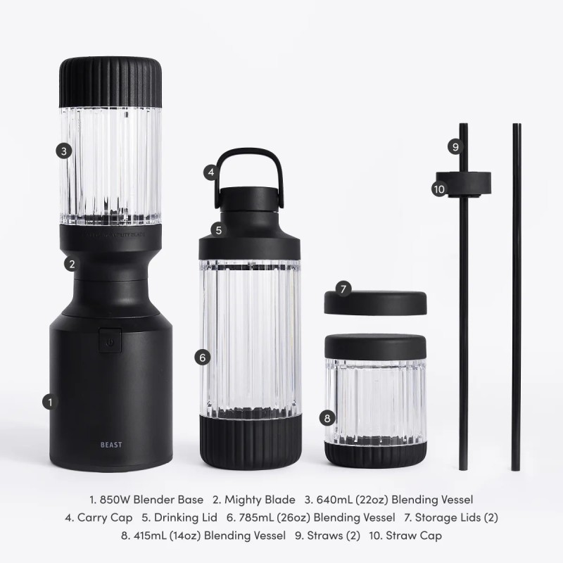 Beast® Mighty 850 Plus personīgais blenderis, Carbon Black B85MH-BK-EU