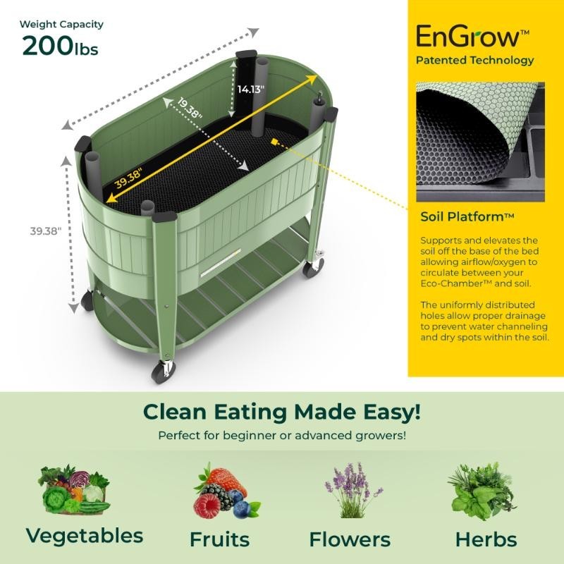 Permasteel Elevated Garden Bed, Olive