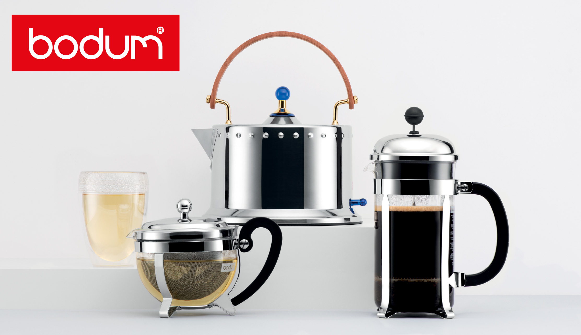 French presses, coffee accessories, glasses and kitchen appliances in one place